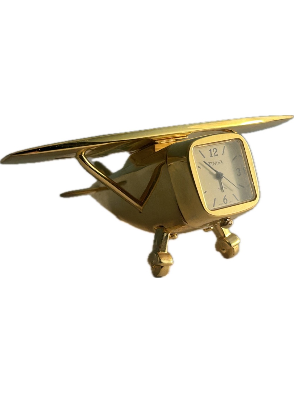 Timex Collectible Mini Airplane TMX 127 Brass Vintage Clock